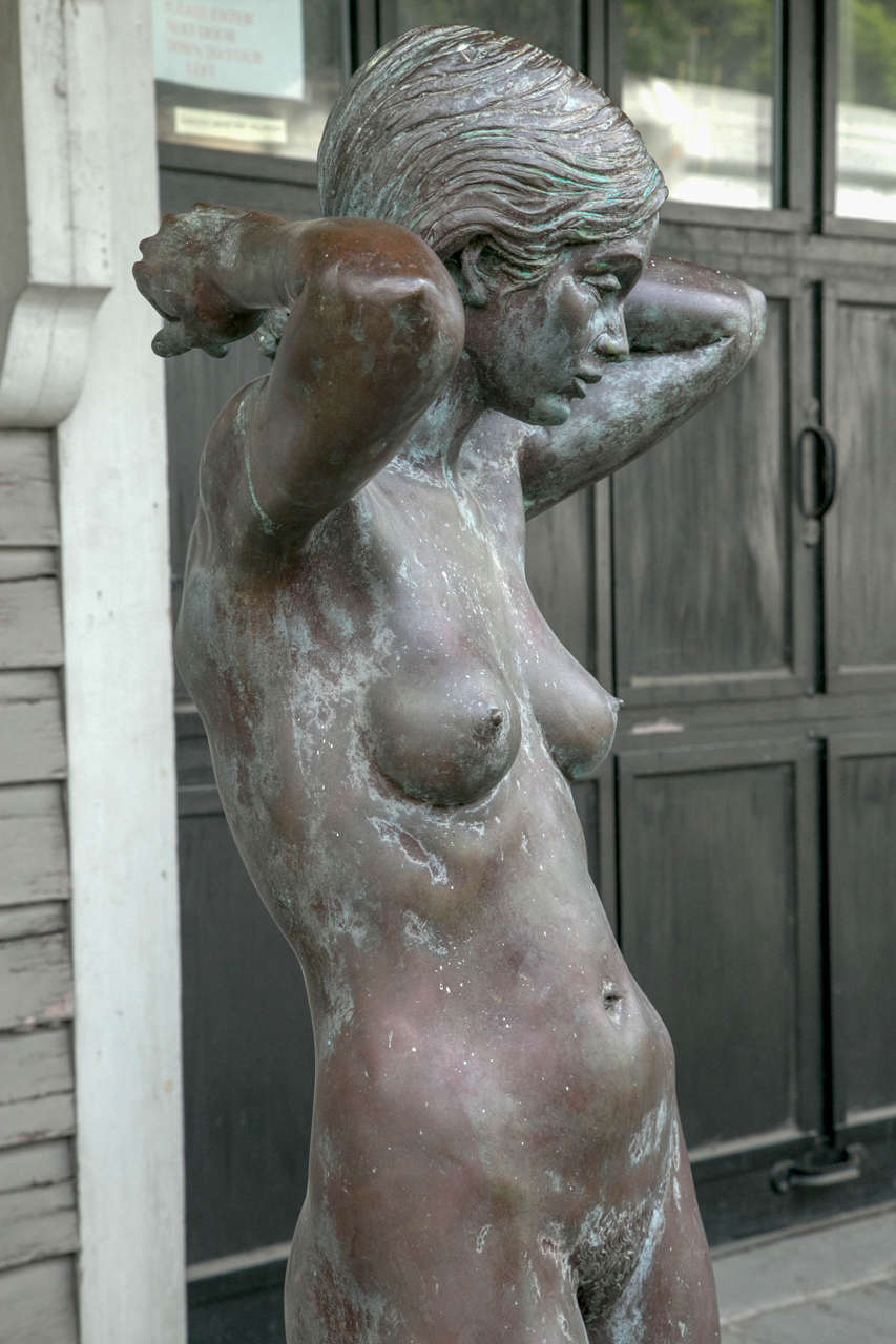 American Bronze Nude Maiden Sculpture by Eric Parks For Sale