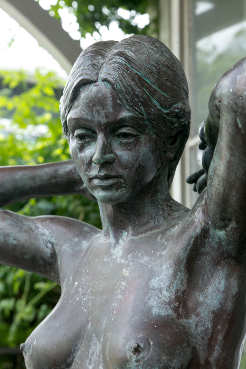 Cast Bronze Nude Maiden Sculpture by Eric Parks For Sale