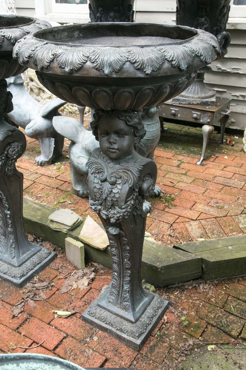Pair of Cast Bronze Bubbling Fountains