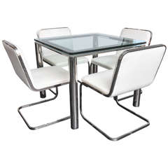 Brueton Polished Steel Table and Four Chairs