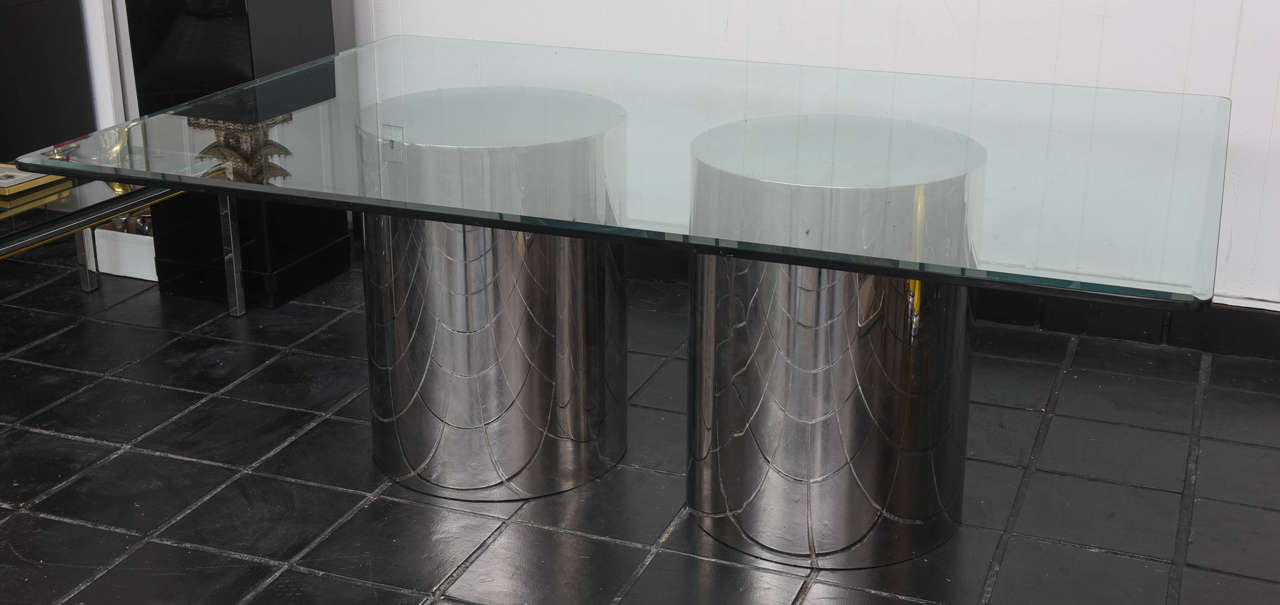 Unknown Steel Drum Pedestal Dining Table