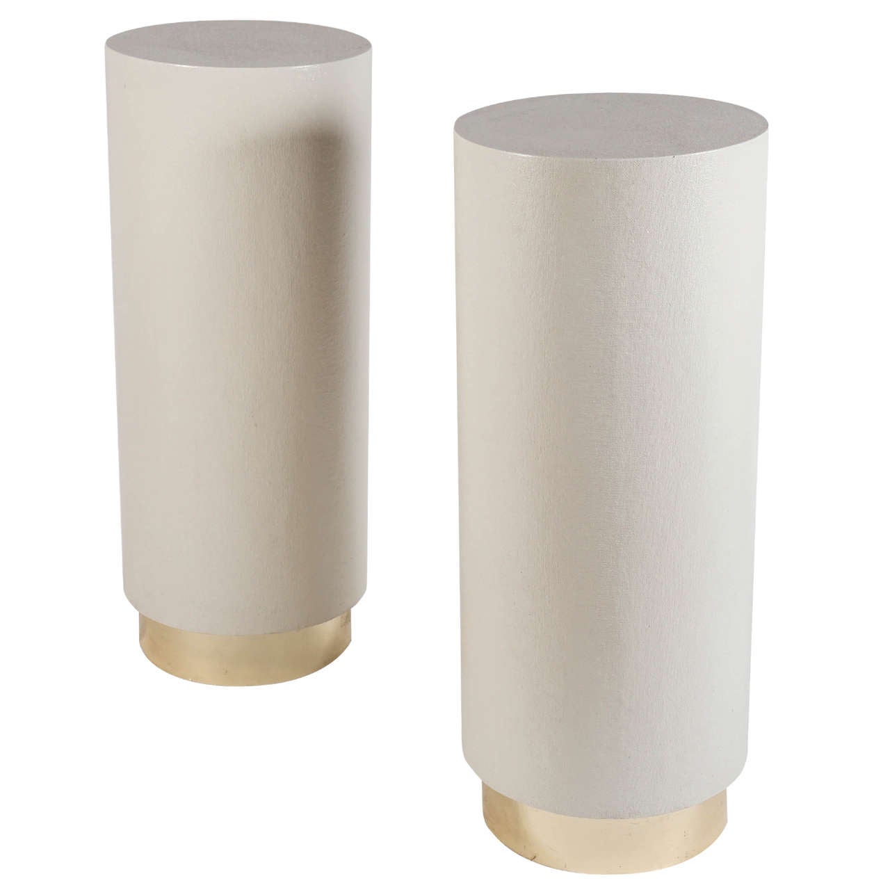 Pair of Lacquered Linen Pedestals in the Style of Karl Springer