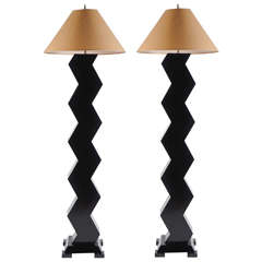 Pair of Black Zig Zag Floor Lamps