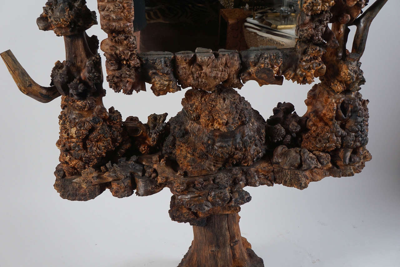 20th Century Momumental Burl Wood Cheval Mirror