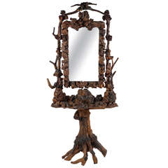 Momumental Burl Wood Cheval Mirror