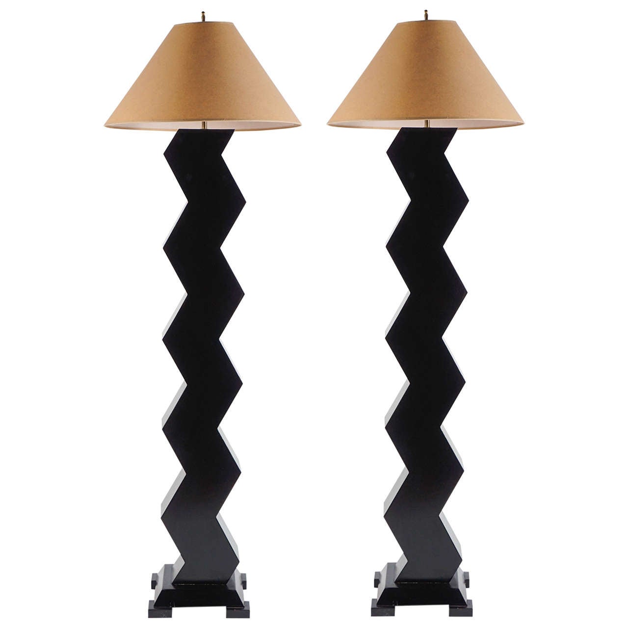 Pair of Black Zig Zag Floor Lamps at 1stDibs