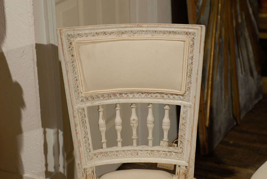 Pair of Swedish Late 18th Century Period Gustavian Painted Wood Side Chairs 1