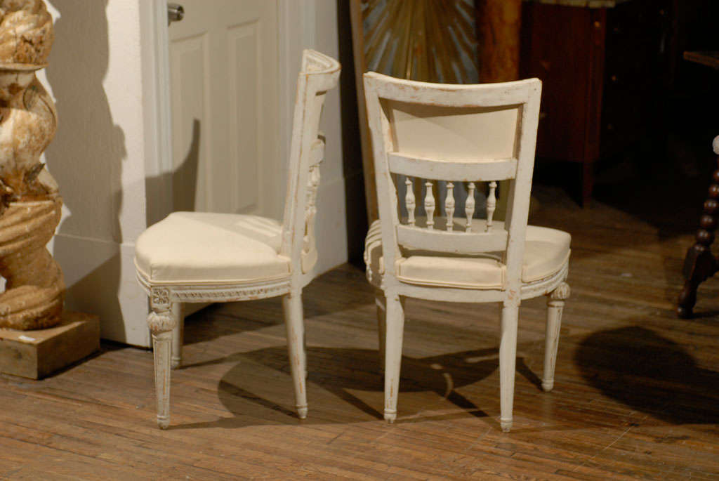 Pair of Swedish Late 18th Century Period Gustavian Painted Wood Side Chairs 3