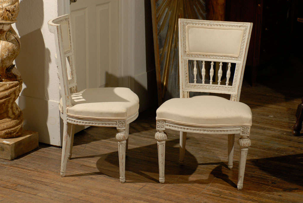 Pair of Swedish Late 18th Century Period Gustavian Painted Wood Side Chairs 5