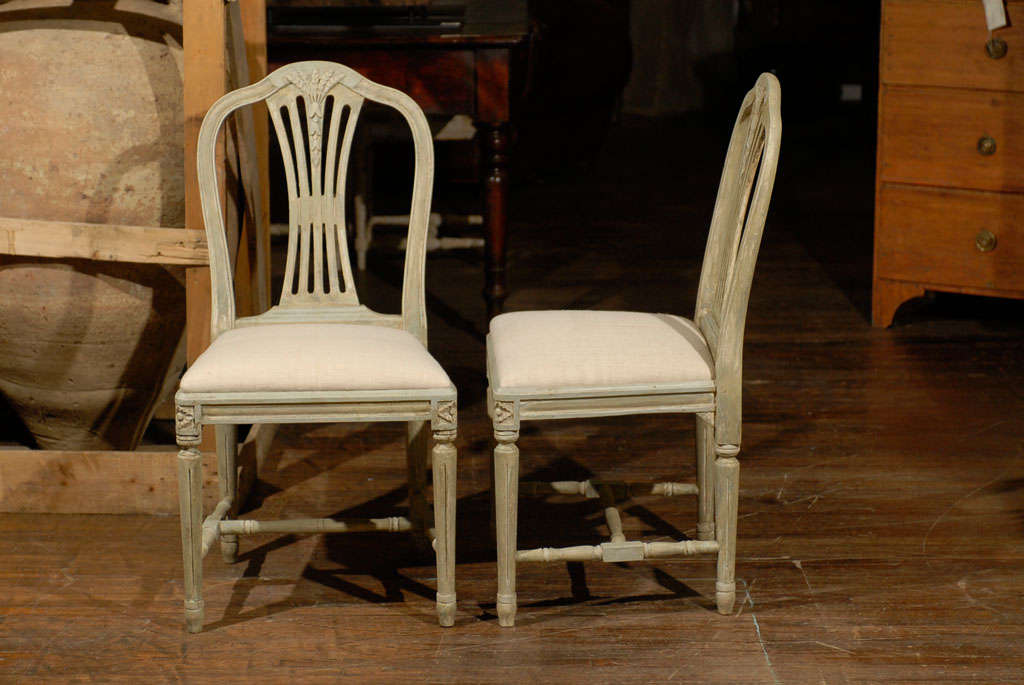 Paint Set of Four Swedish Late Gustavian Style Wheat Back Side Chairs