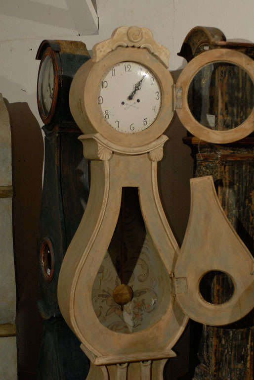 Swedish 19th Century Mora Style Clock with Stylized Ribbons 1