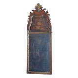 Antique Mahogany Mounted and Painted Mirror with Gilt Feathers