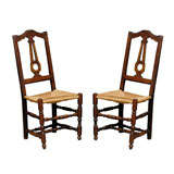 Pair of Walnut Harp Back Chairs