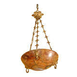 Amber Alabaster Fixture with Bronze Mounts, circa 1920 Amber Alabaster Fixture with Bronze Mounts, circa 1920
