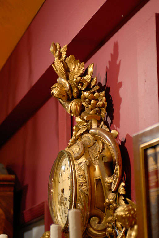 Wood Giltwood Cartel Clock For Sale