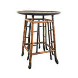 American Esthetic Round Bamboo Table with Carved Top