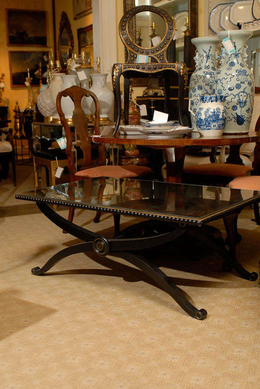 Regency Style Ebonized Coffee Table In Excellent Condition For Sale In Atlanta, GA