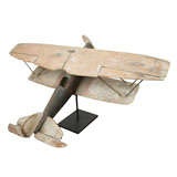 Antique American Folk Art Bi Plane Model