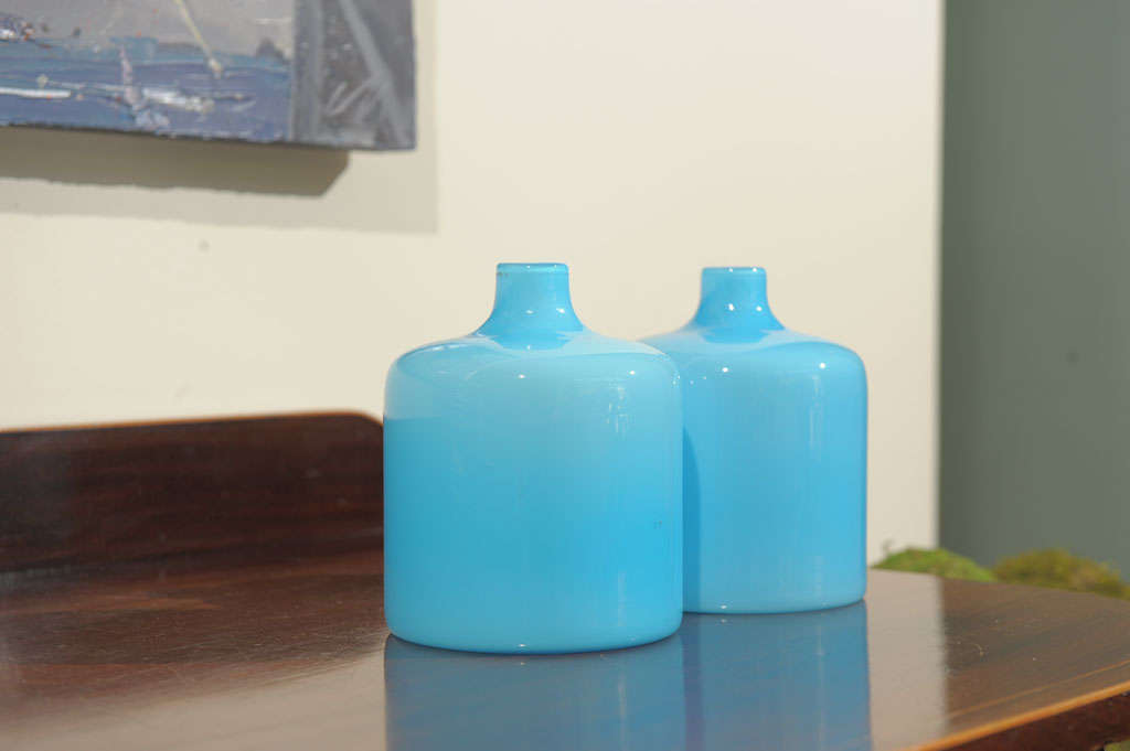 Opaque Aqua Glass Vases 1