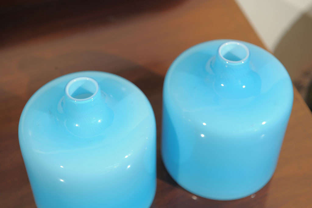 Opaque Aqua Glass Vases 2