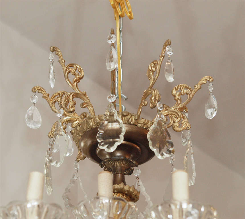 French crystal and bronze chandelier.