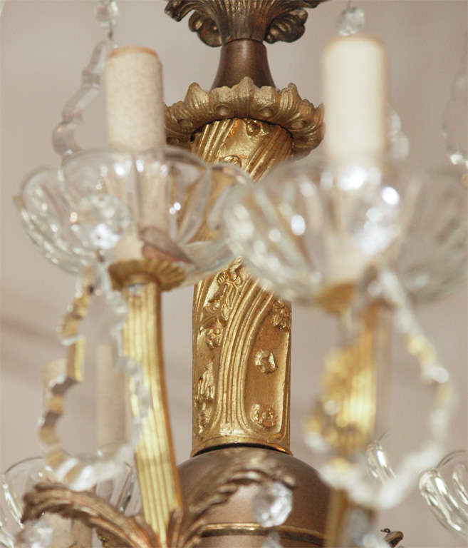 French Bronze and Crystal Chandelier For Sale
