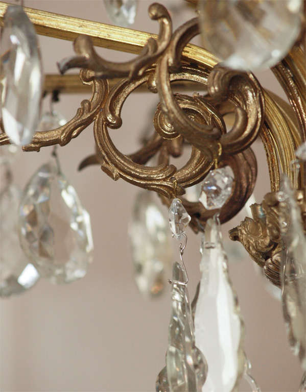 Bronze and Crystal Chandelier For Sale 1