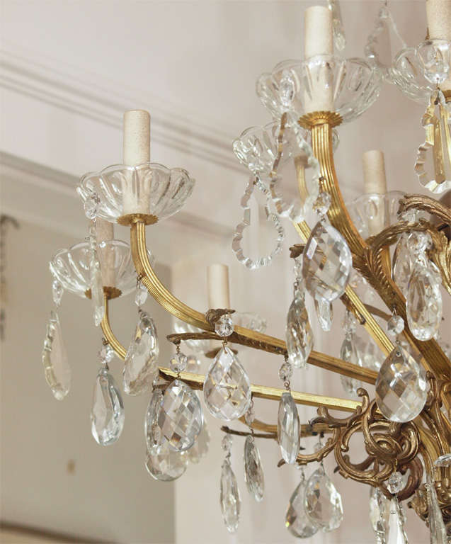 Bronze and Crystal Chandelier For Sale 3