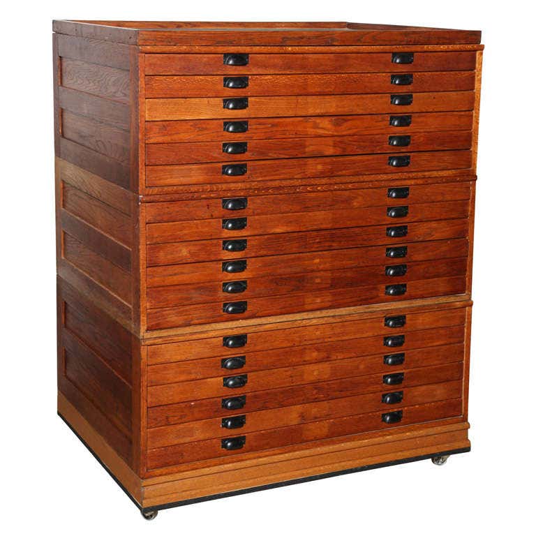 Large Oak Flat File at 1stDibs | oak flat files, large flat files