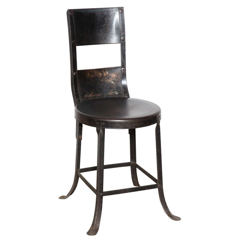 Early Industrial Ergonomic Riveted Steel Chair at 1stdibs