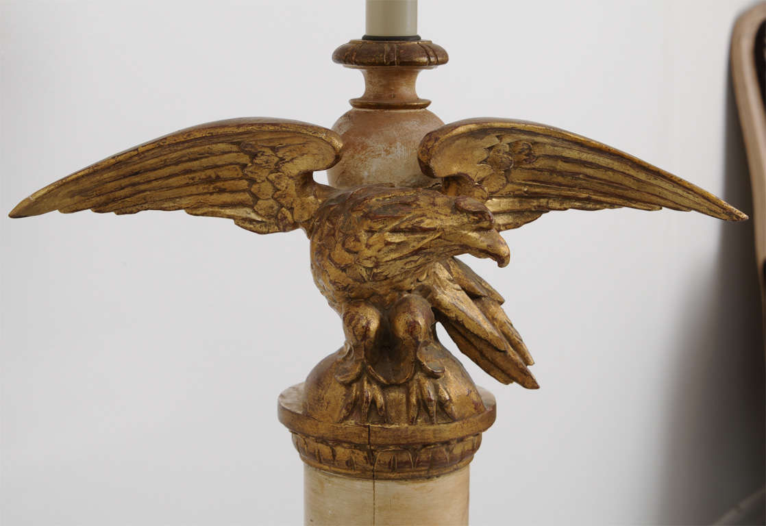 Pair of Italian Vintage Carved Wood Eagle Lamps In Good Condition In West Palm Beach, FL