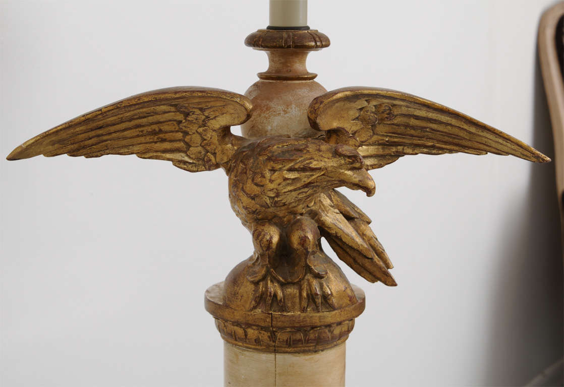Pair of Italian Vintage Carved Wood Eagle Lamps For Sale at 1stdibs