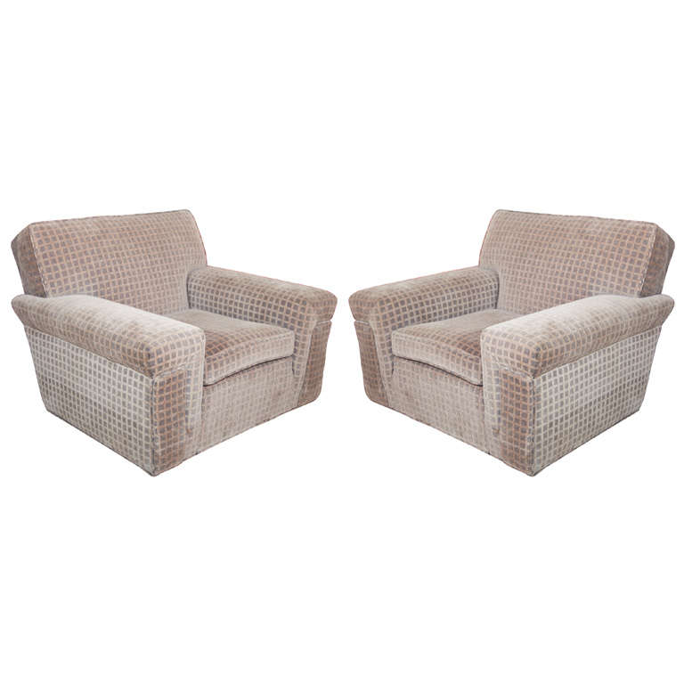 Pair of Oversized Club Chairs For Sale
