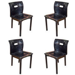 Set  Of 4  Black  Plastic Indoor/outdoor  Side  Chairs