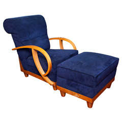 French Art Deco  Lounge  Chair and Ottoman