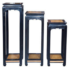 Set of 3 Oriental Ebonized Stands