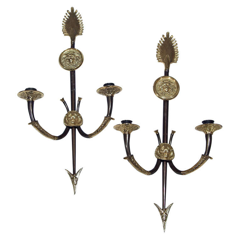 Pair of Neoclassical Arrow Sconces For Sale