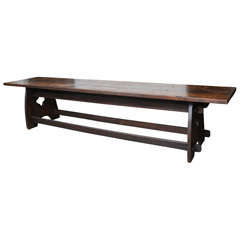 HUGE American Trestle, Console, Desk Table with Plank Top, 12', Circa 1900