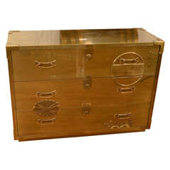 Brass dresser with chinoiserie design by Mastercraft