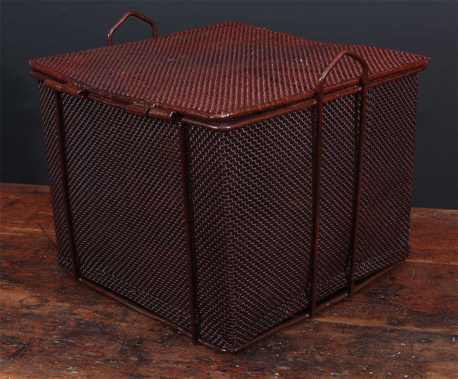 Hand-crafted  Steel-Mesh Storage Bin