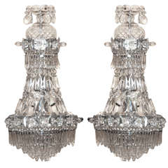 Pair Crystal and Glass Sconces