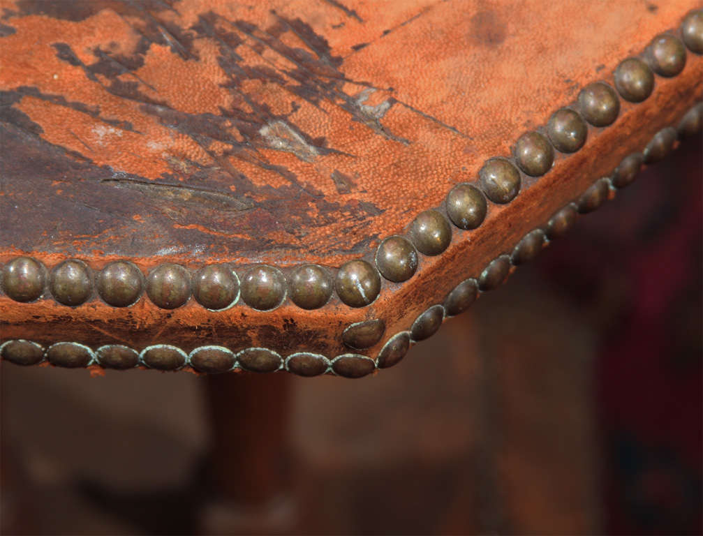 french leather and nailhead side table 2