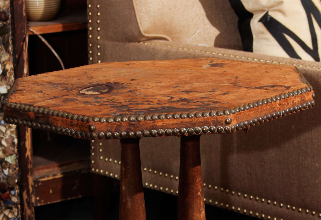 french leather and nailhead side table 4