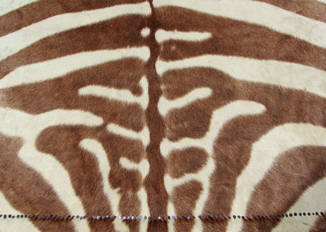 20th Century custom coffee/cocktail table upholstered in vintage zebra hide