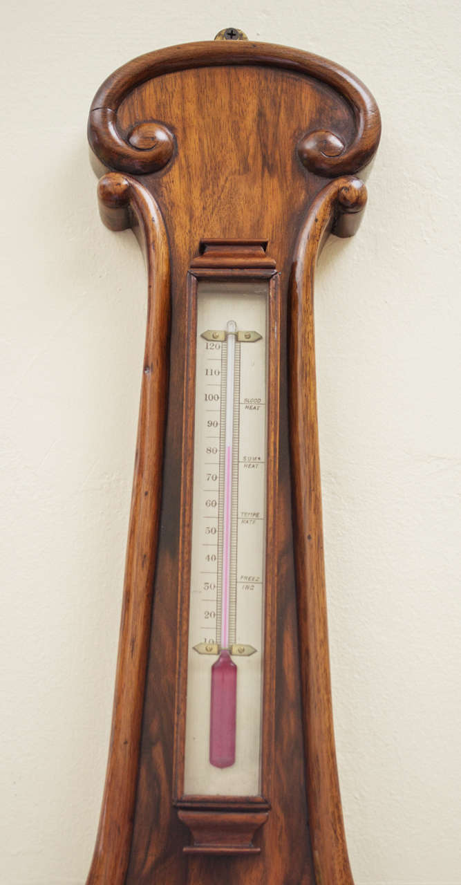 English 19th Century Victorian Walnut Barometer