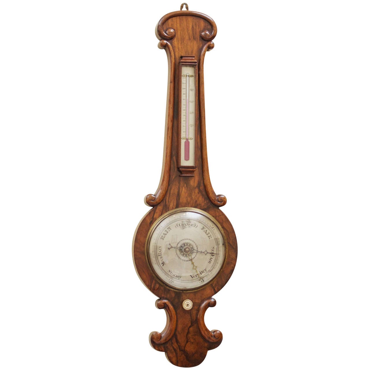 19th Century Victorian Walnut Barometer