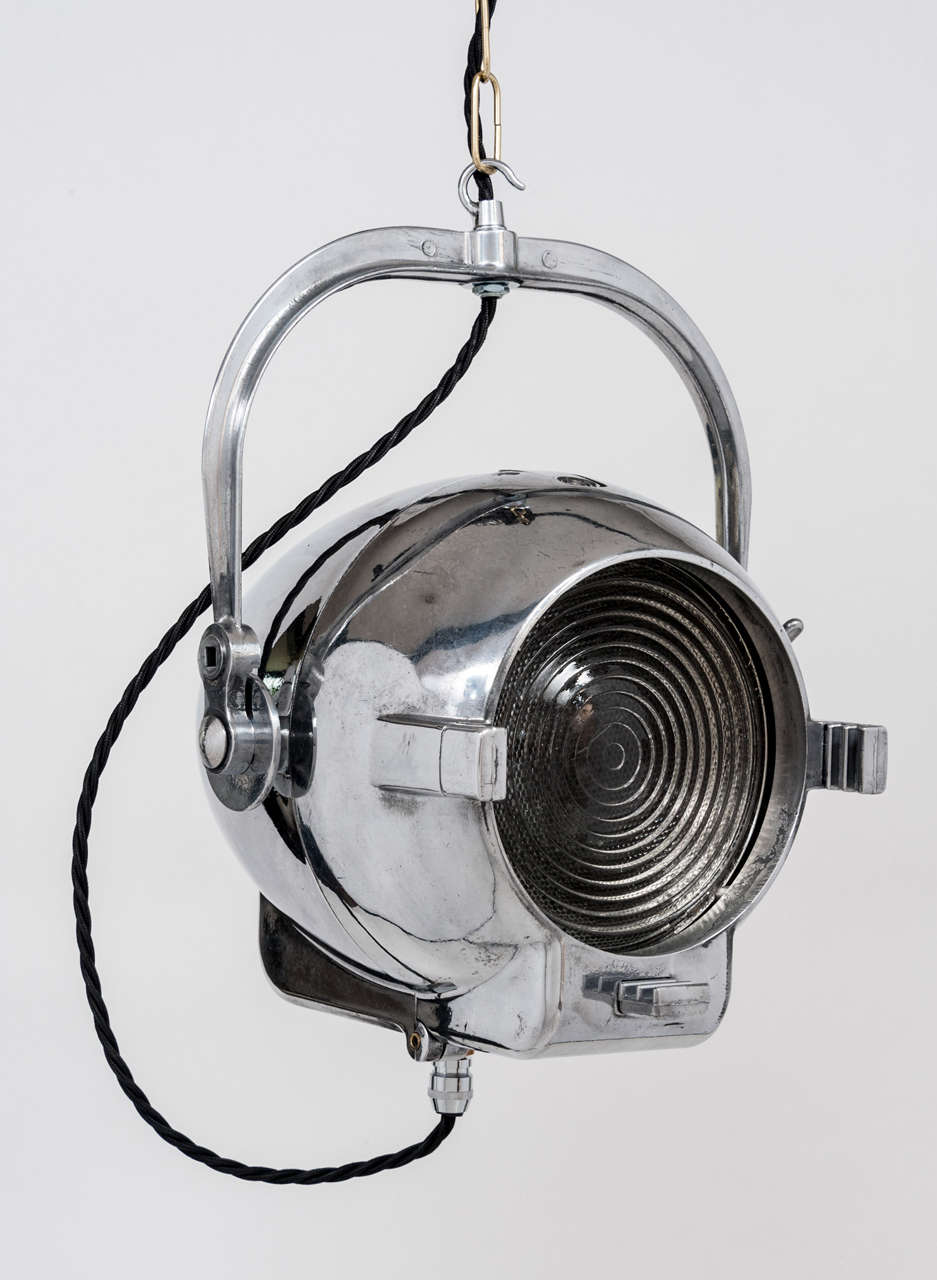 Strand Patt 123 Vintage theatre spot Lamp. Polished aluminium finish.Excellent Working condition.

We keep one of these fully restored in stock but have many waiting to be restored. The lead time on for these is 30 days

Please contact us for