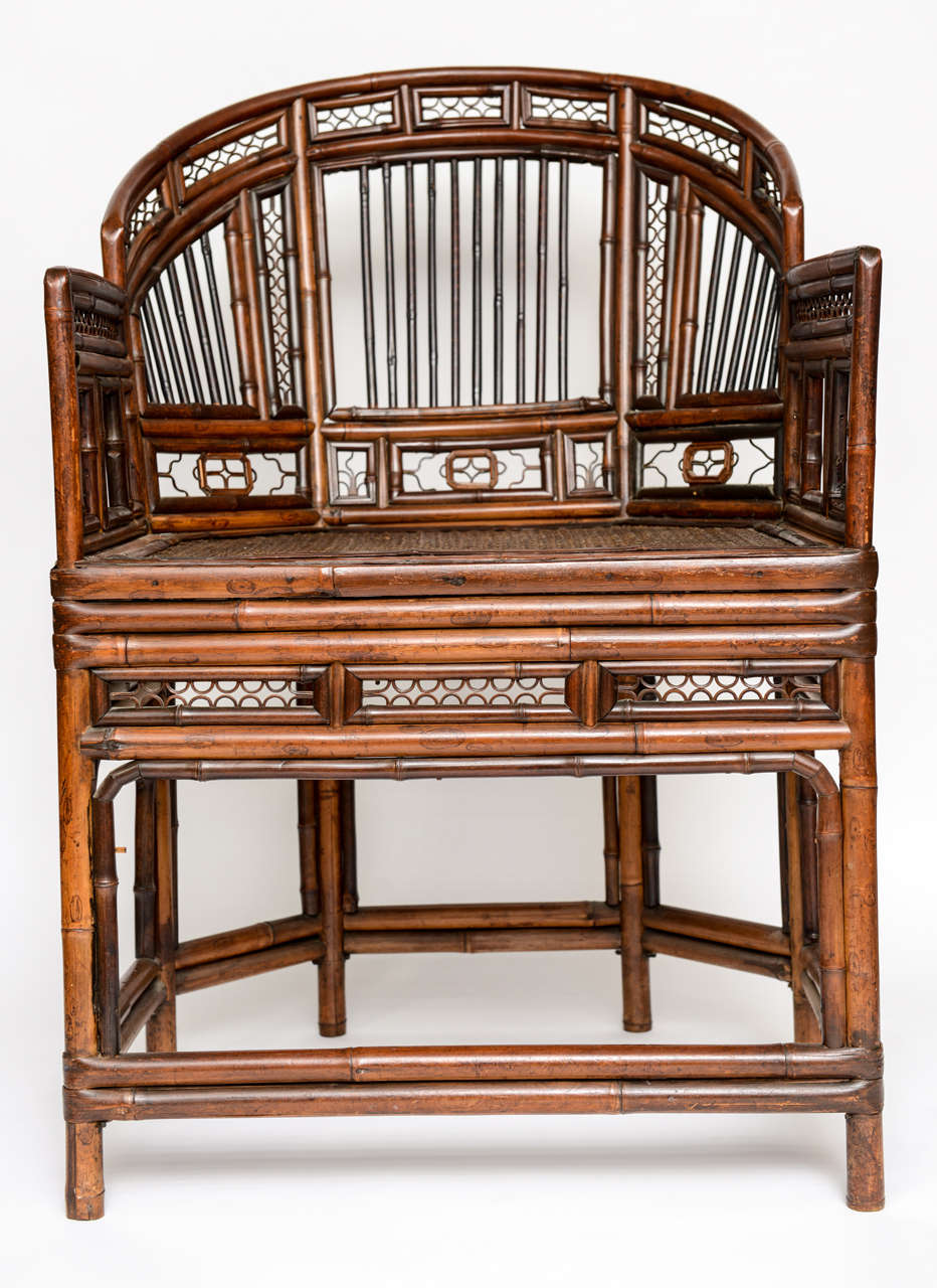 A Fine Chinese Export Bent Bamboo Armchair In Good Condition In West Palm Beach, FL
