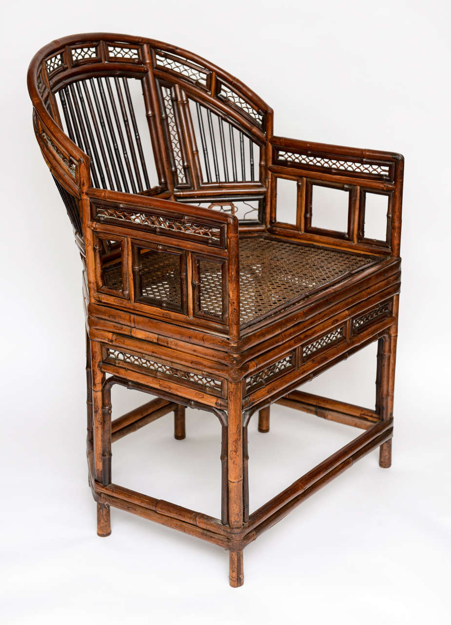 Mid-20th Century A Fine Chinese Export Bent Bamboo Armchair
