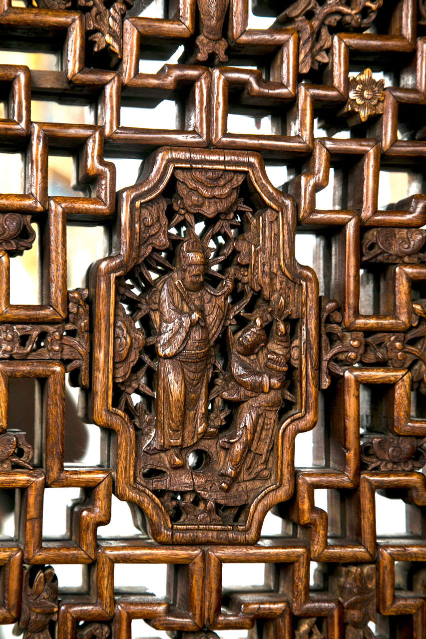 Pair Chinese Hardwood   Carved Panels In Excellent Condition In Woodbury, CT